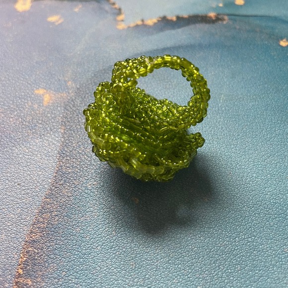 Handmade Beaded Flower Ring‎ Adjustable Boho Green Statement Ring Jewelry Y2K - Picture 5 of 5